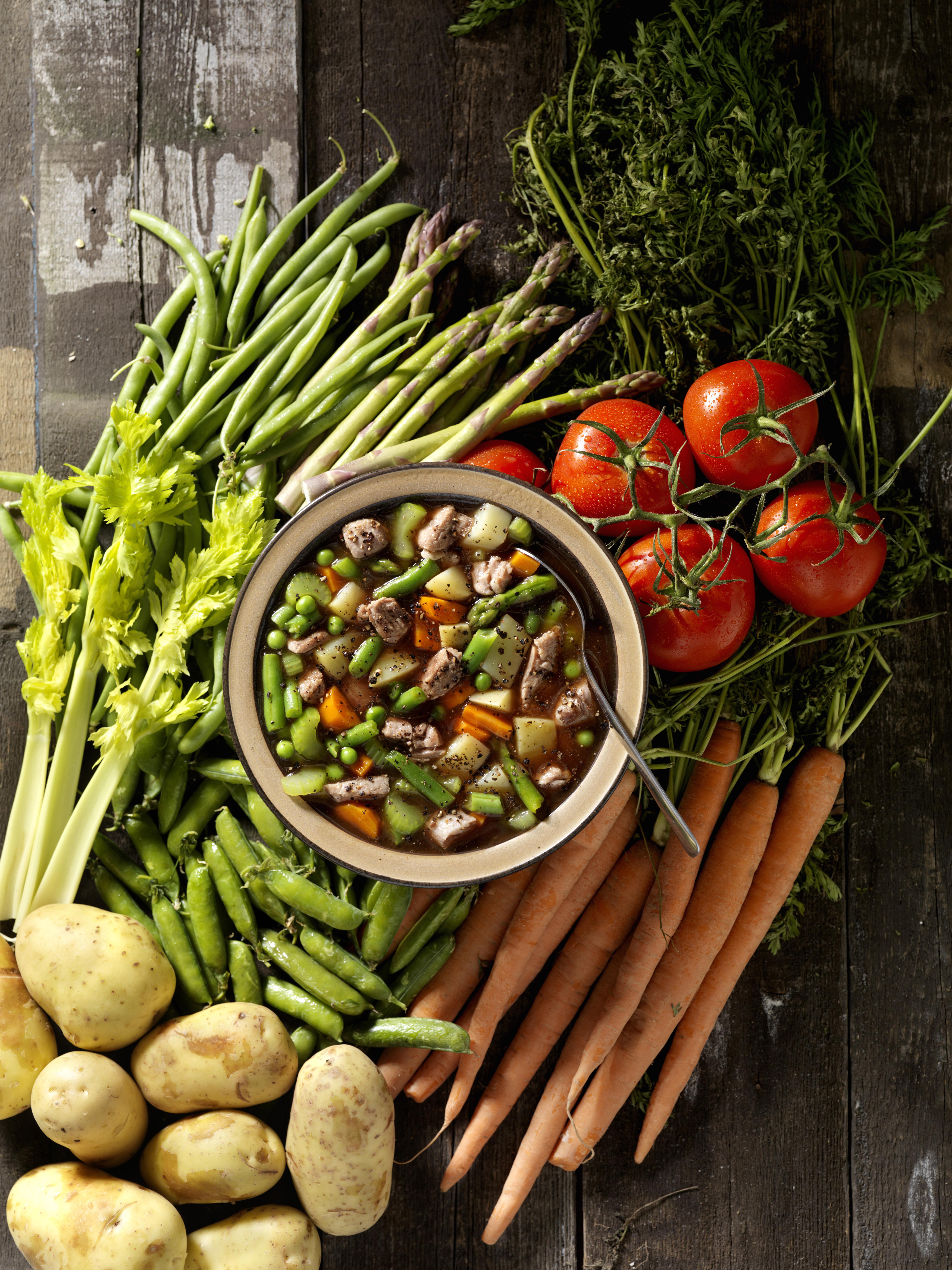 Beef Vegetable Soup with Ingredients
