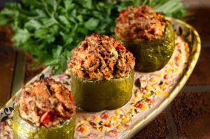 CHICKEN-STUFFED BELL PEPPERS