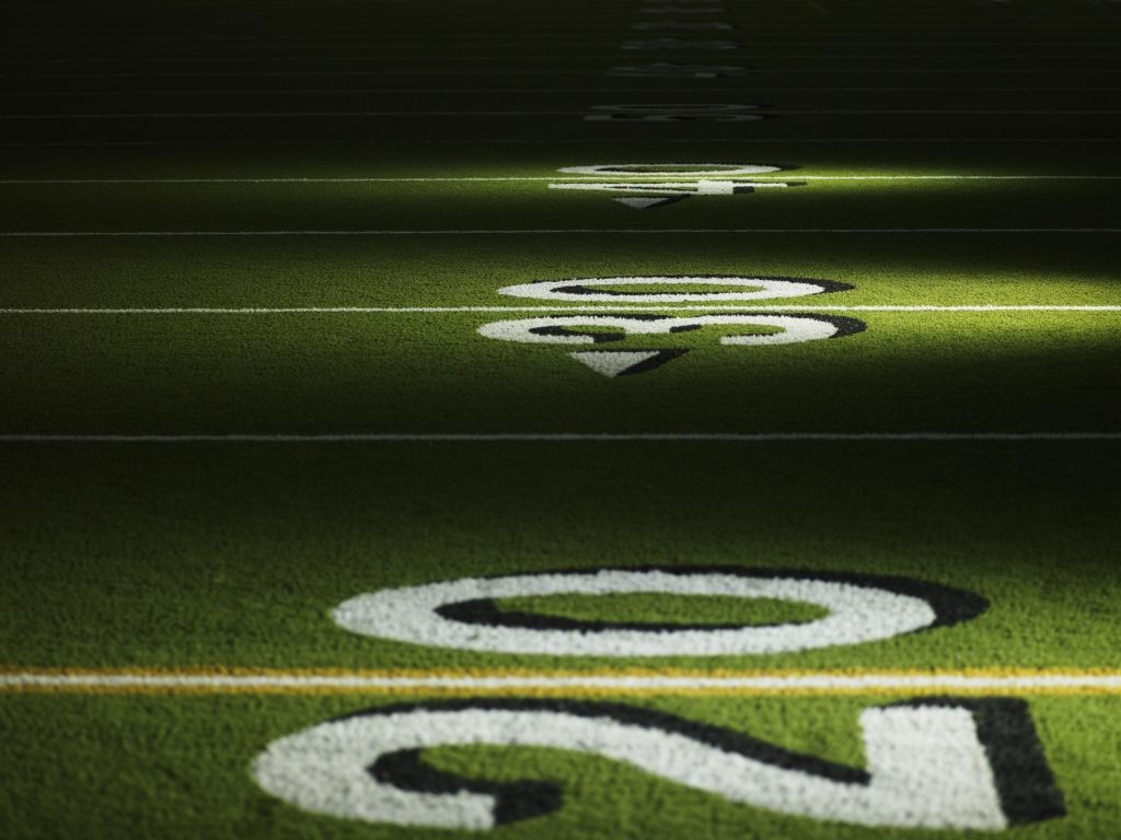 American football field with numbers