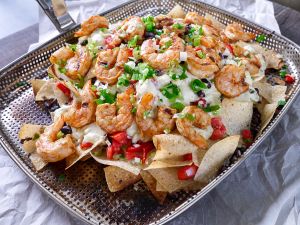 Grilled Shrimp and Pepper Jack Cheese Nachos