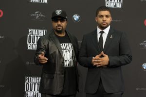 Ice Cube and son O'Shea Jackson Jr. at 'Straight Outta Comton' premiere