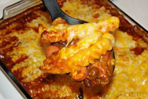 Chili Dog Casserole with Cheese Fries