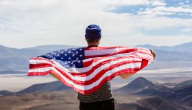 Man with American flag
