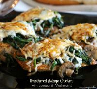Smothered Asiago Chicken With Spinach And Mushrooms
