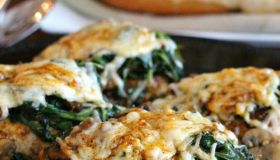 Smothered Asiago Chicken With Spinach And Mushrooms