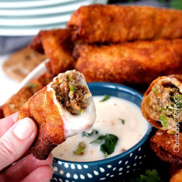 Philly Cheese Steak Egg Rolls