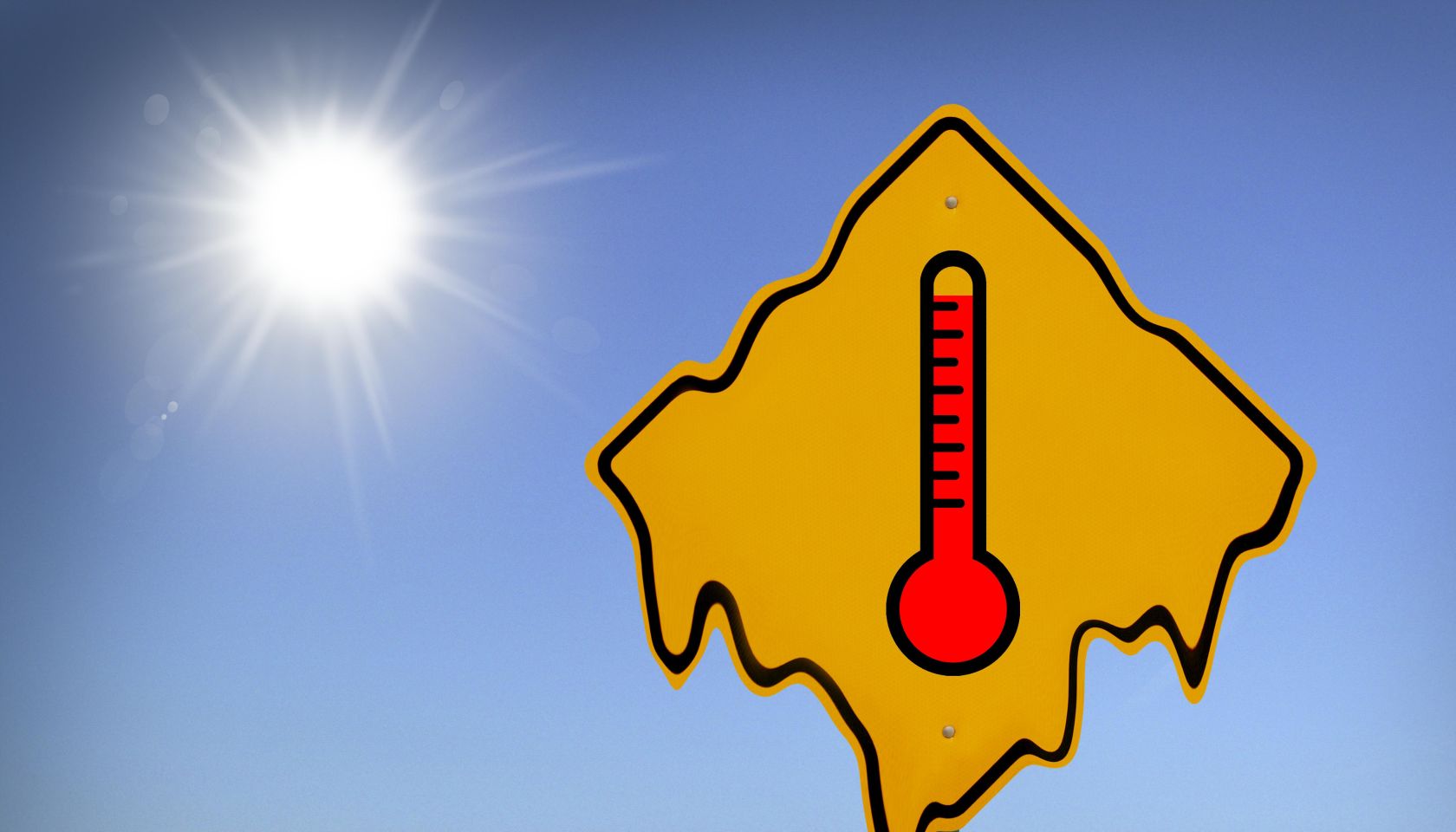 High temperature sign, close-up (digital composite)