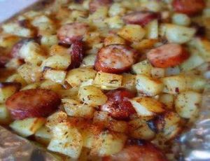 Oven Roasted Smoked Sausage and Potatoes