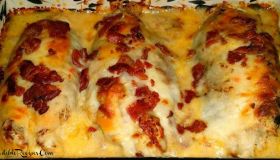 Four Cheese Bacon Stuffed Smothered Chicken Casserole