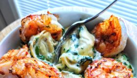 Creamed Spinach Tortellini and Shrimp