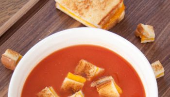 Easy Tomato Soup and Grilled Cheese Croutons