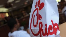 A Chick-fil-A logo is seen on a take out