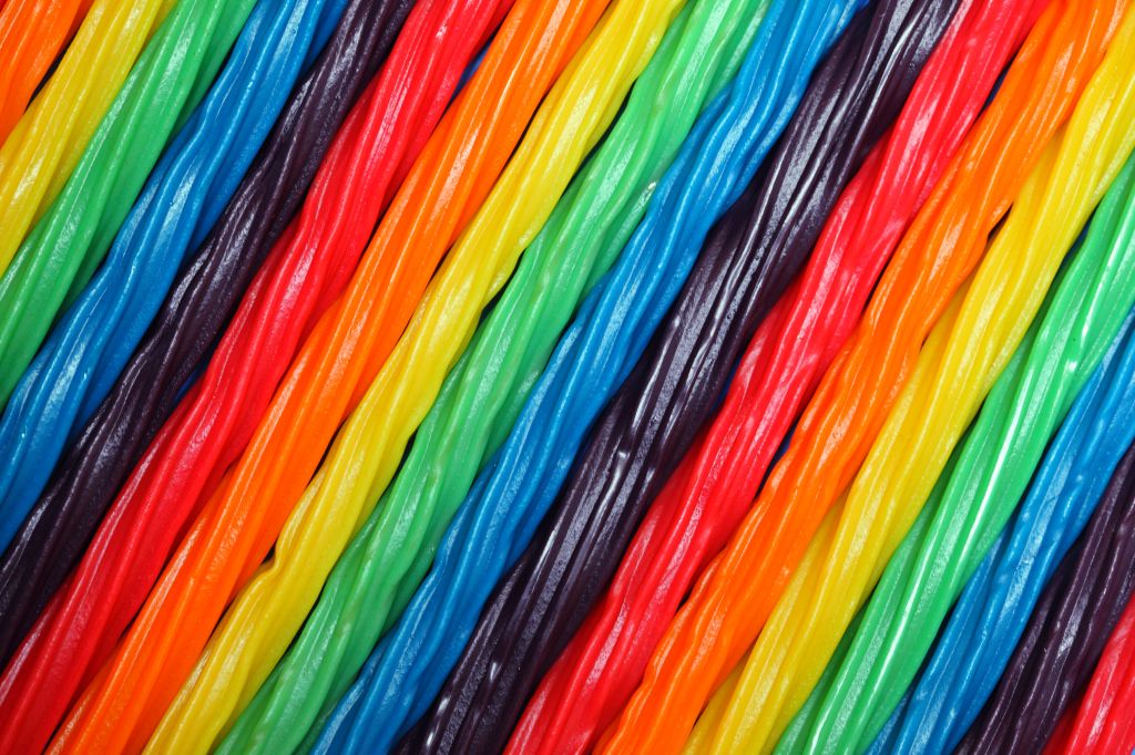 Colorful rainbow soft licorice candy