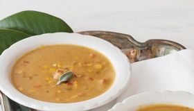Bisque of Curried Pumpkin, Crawfish, and Corn