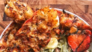 Garlic Pancetta Pasta with Grilled Lobster