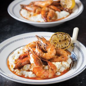 BBQ Shrimp with Hatch Green Chile Grits