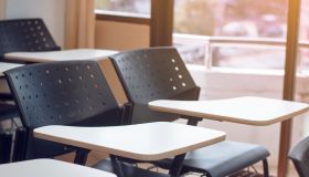 Empty Chairs And Table In Classroom
