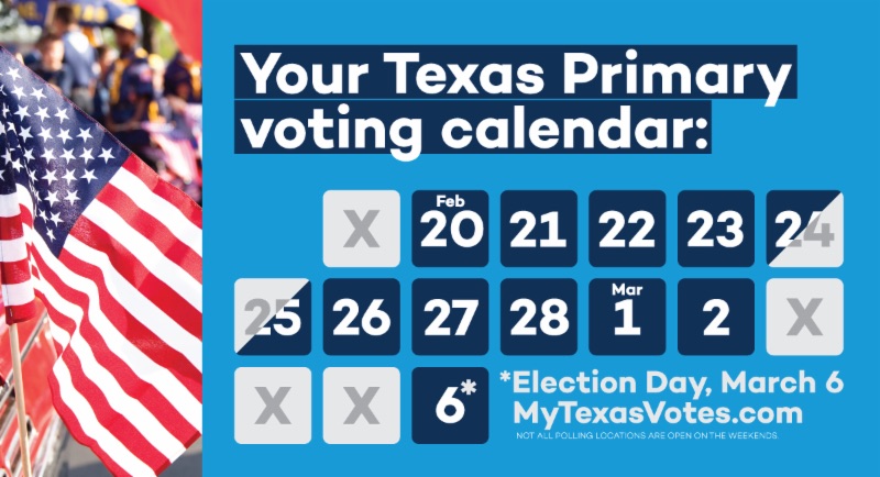 Texas Early Primary Voting Calendar
