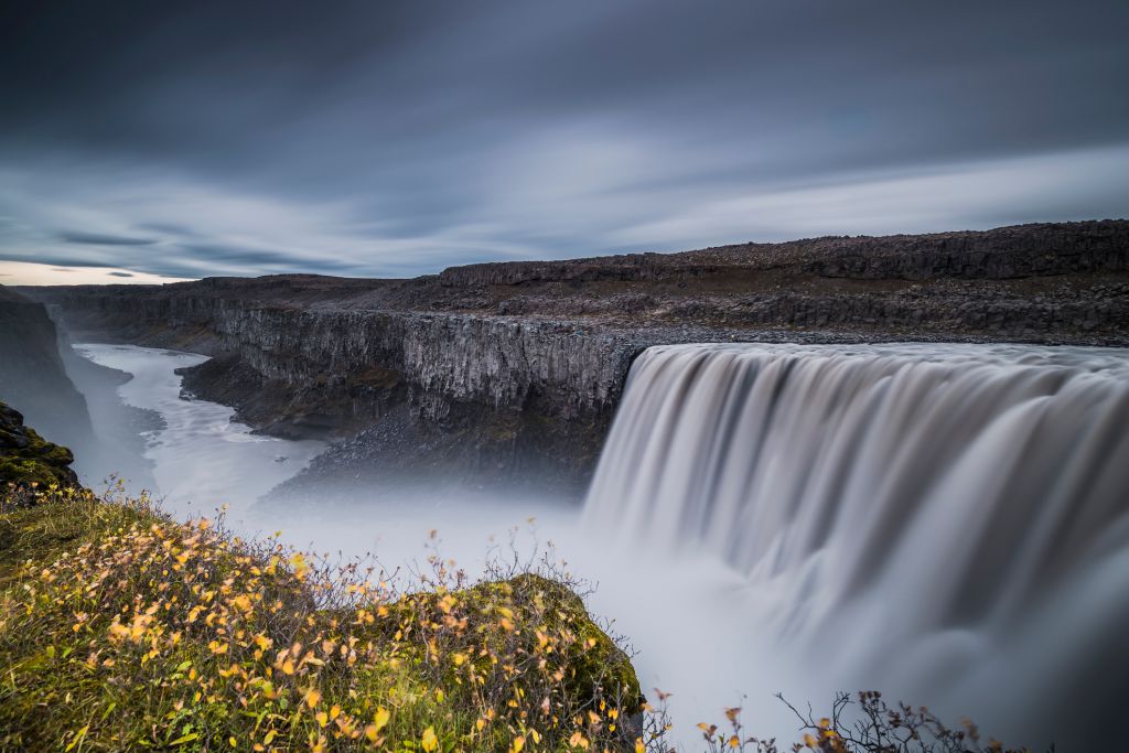 Spectacular Dettifoss waterfall with a Jökulsárgljúfur canyon in northern Iceland.