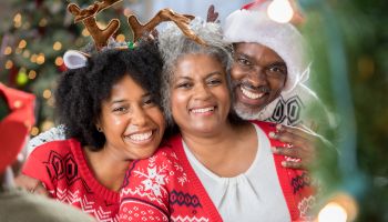 Portrait of happy African American family during the holidays