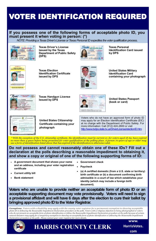 Approved Texas Voting Credentials 2018