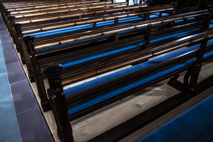 Benches in St Lawrence Church with Sunlight