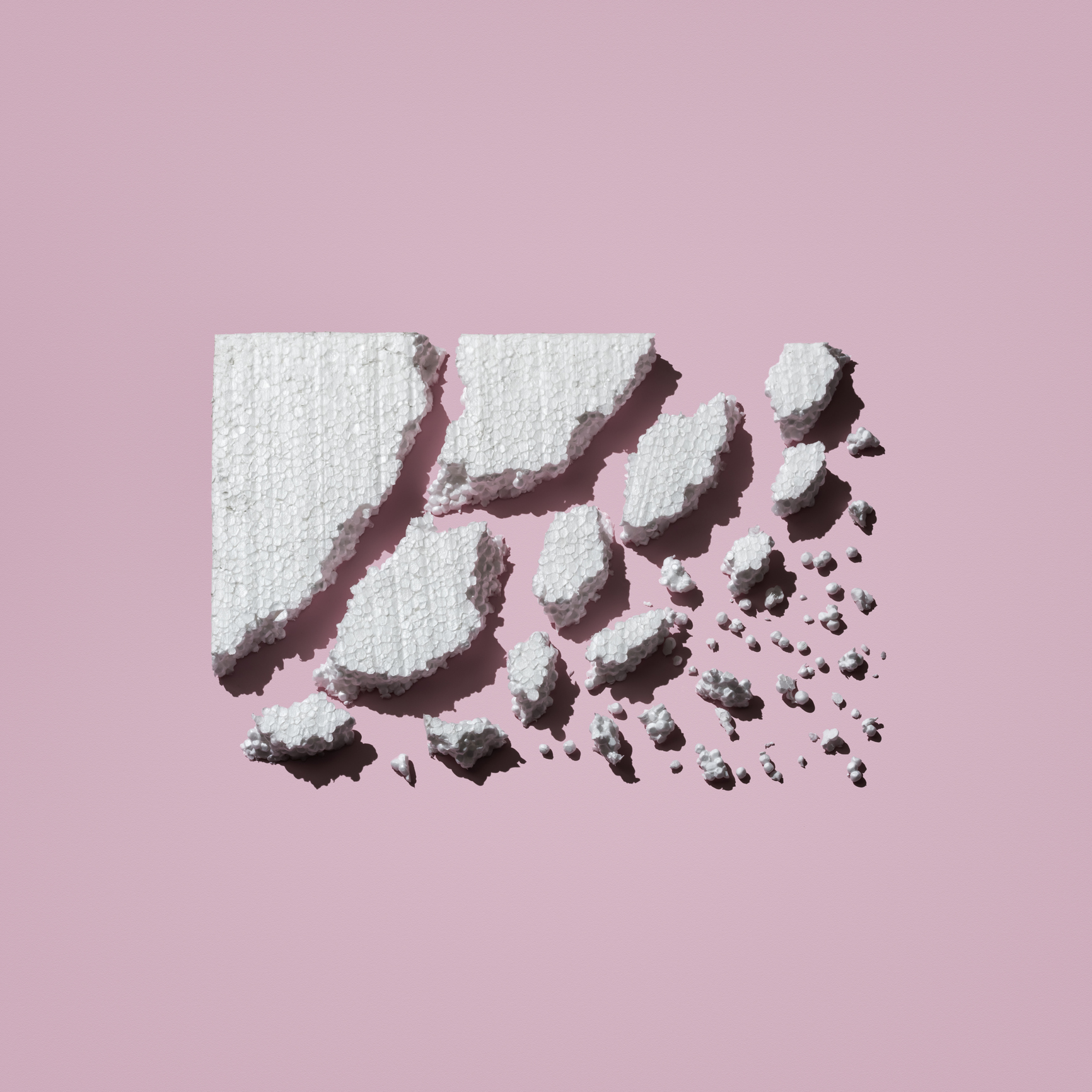 Polystyrene pieces in various sizes