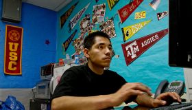 Edgar Flores-Villalobos (CQ), 18, fills out a form for a scholarship as seniors at Garfield High Sc