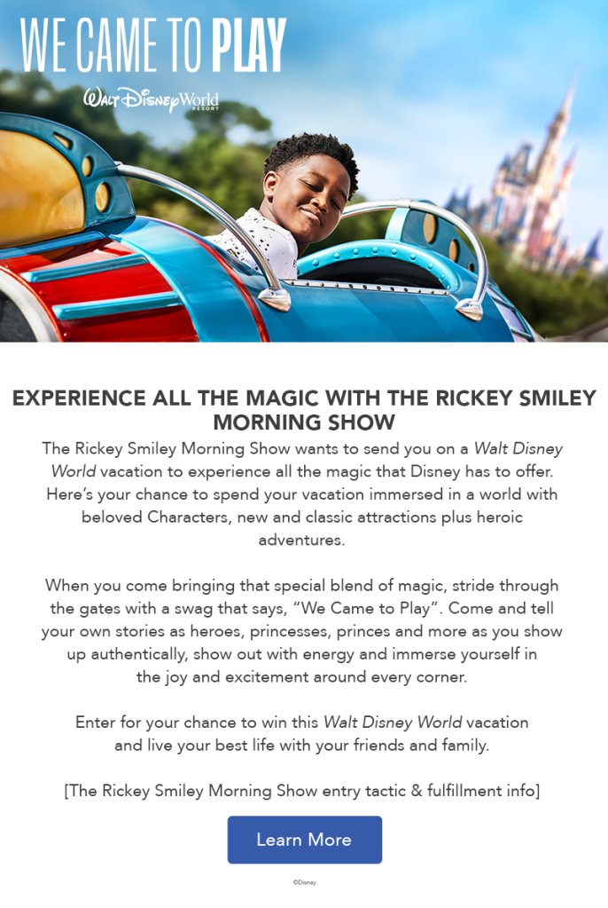 Rickey Smiley Morning Show Walk Disney World Resort Vacation Graphic