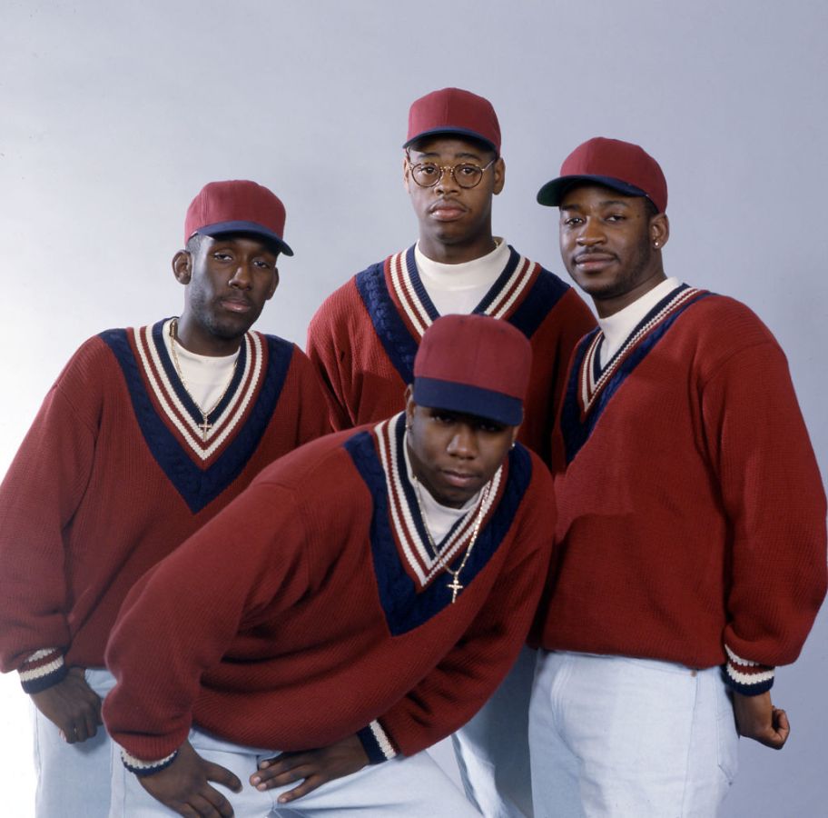 American R&B group Boyz II Men members: Wanya Morris, Michael McCary, Shawn Stockman, en Nathan Morris.