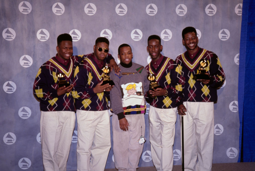 Boyz II Men And Michael Bivins During 34th Annual Grammy Awards