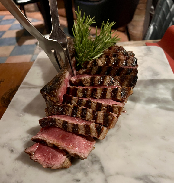 sliced grilled steak medium rare