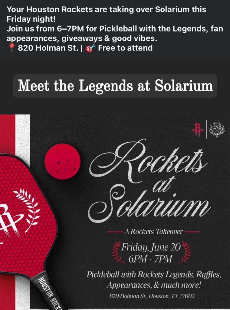 Houston Rockets at Solarium FREE EVENT | June 19
