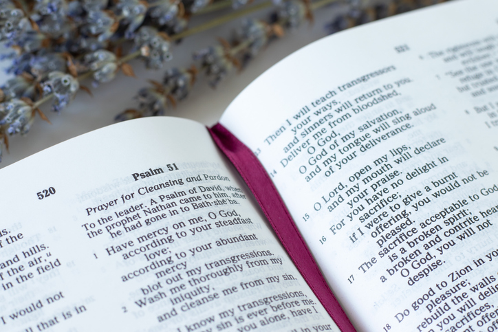 Psalm 51 in open holy bible book