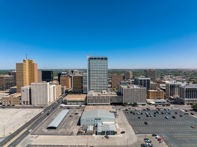 Aerial View of Midland Texas Downtown Skyline