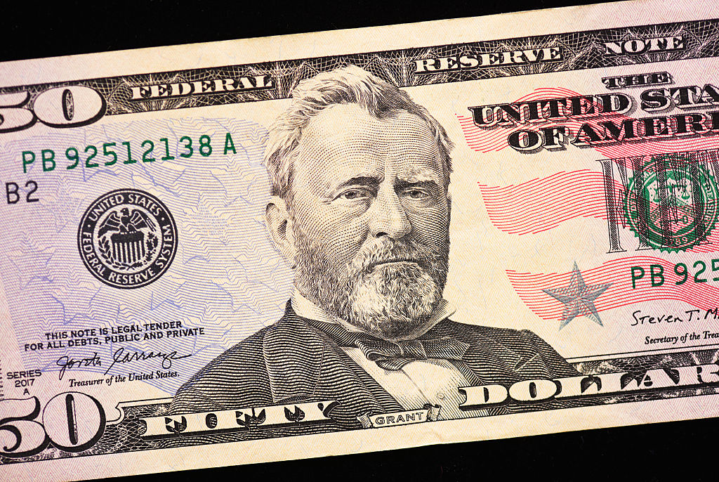 US 50 Dollar banknote close up,