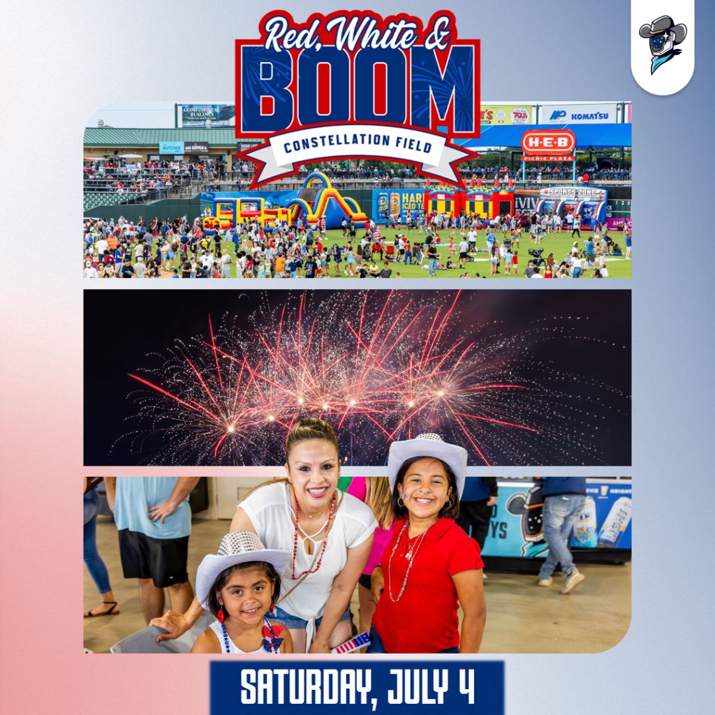 Red, White & Boom Constellation Field event with fireworks display, crowd, and people in festive attire